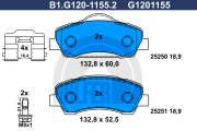 B1.G120-1155.2 Sada brzdových destiček, kotoučová brzda GALFER