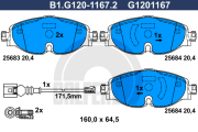B1.G120-1167.2 GALFER sada brzdových platničiek kotúčovej brzdy B1.G120-1167.2 GALFER