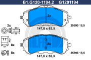 B1.G120-1194.2 GALFER sada brzdových platničiek kotúčovej brzdy B1.G120-1194.2 GALFER