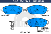B1.G120-1244.2 GALFER sada brzdových platničiek kotúčovej brzdy B1.G120-1244.2 GALFER