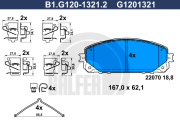 B1.G120-1321.2 Sada brzdových destiček, kotoučová brzda GALFER