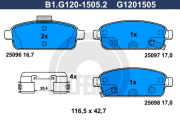 B1.G120-1505.2 GALFER sada brzdových platničiek kotúčovej brzdy B1.G120-1505.2 GALFER