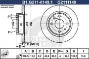 B1.G211-0149.1 GALFER brzdový kotúč B1.G211-0149.1 GALFER