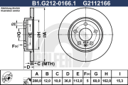 B1.G212-0166.1 GALFER brzdový kotúč B1.G212-0166.1 GALFER