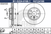B1.G224-0166.1 Brzdový kotouč GALFER