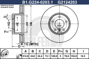 B1.G224-0203.1 Brzdový kotouč GALFER