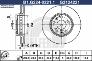 B1.G224-0221.1 GALFER brzdový kotúč B1.G224-0221.1 GALFER