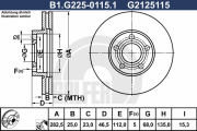 B1.G225-0115.1 GALFER brzdový kotúč B1.G225-0115.1 GALFER