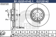 B1.G225-0142.1 Brzdový kotouč GALFER