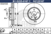 B1.G225-0167.1 Brzdový kotouč GALFER