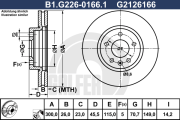B1.G226-0166.1 GALFER brzdový kotúč B1.G226-0166.1 GALFER
