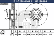 B1.G228-0164.1 Brzdový kotouč GALFER