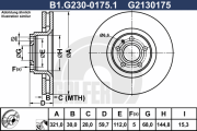 B1.G230-0175.1 GALFER brzdový kotúč B1.G230-0175.1 GALFER