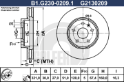 B1.G230-0209.1 GALFER brzdový kotúč B1.G230-0209.1 GALFER