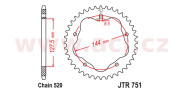 JTR751.42 oceľová rozeta pre sekundárne reťaze typu 520, JT (42 zubov) JTR751.42 JT