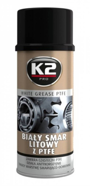 W121 K2 K2 WHITE GREASE PTFE 400 ml - aerosolové mazivo na lithiové bázi W121 K2