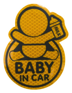 34321 Dekor samolepící BABY IN CAR žlutý 34321 COMPASS