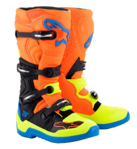 M130-496-405 boty TECH 5, ALPINESTARS oranžová fluo/žlutá fluo/modrá/černá, vel. 40,5 ACI