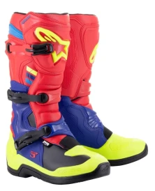 M130-495-38 boty TECH 3, ALPINESTARS červená/modrá/žlutá fluo/černá, vel. 38 ACI