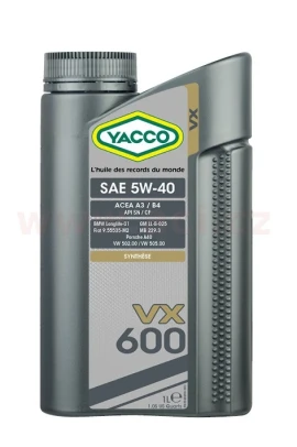 MY 30291 Motorový olej YACCO VX 600 5W40, 1 L ACI