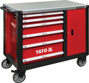 YT-09002 Skříňka dílenská pojízdná 6 zásuvek +zavírací skříň červená YT-09002 YATO