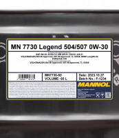 SCT - MANNOL Motorový olej Mannol Legend 504/507 0W-30 60 l  (MN7730-60)