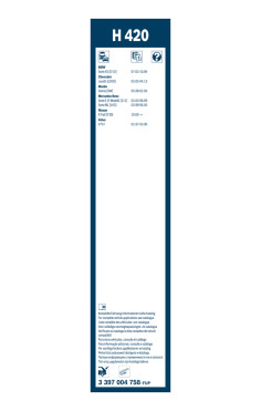 BOSCH List stěrače Rear  (3 397 004 758)