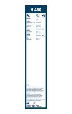 BOSCH List stěrače Rear  (3 397 004 759)